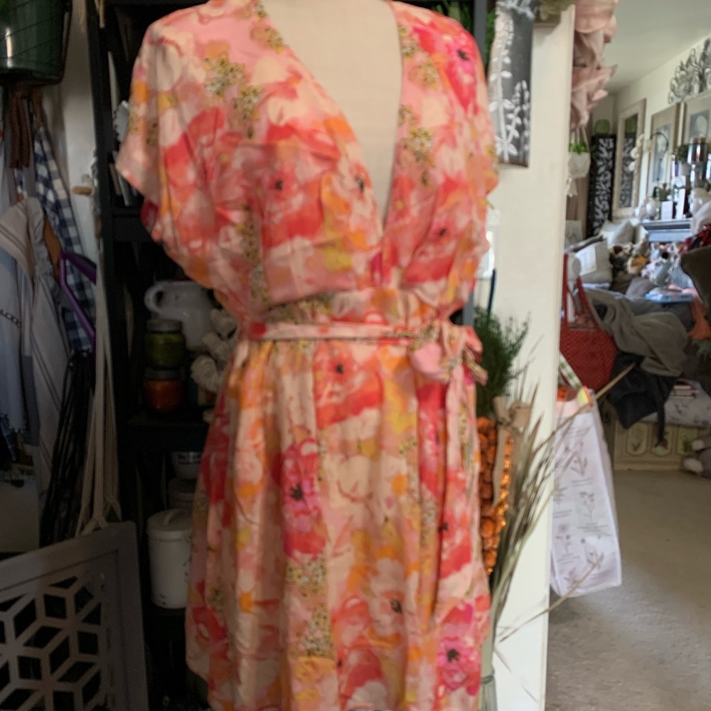 FREE PEOPLE FREDDY TIE MINI DRESS-FRUIT PUNCH COMBO